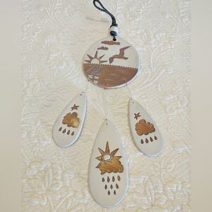 Ceramic Art Wind Chime Decor Seagulls Water Clouds, Sun, Sea Waves Rain Moon